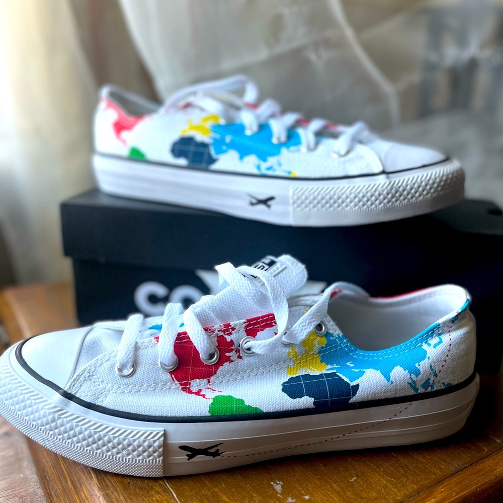 New Converse Chuck Taylor with geography print and ready for adventure!